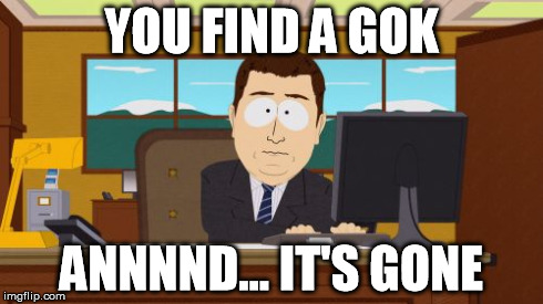 Aaaaand Its Gone Meme | YOU FIND A GOK ANNNND... IT'S GONE | image tagged in memes,aaaaand its gone | made w/ Imgflip meme maker