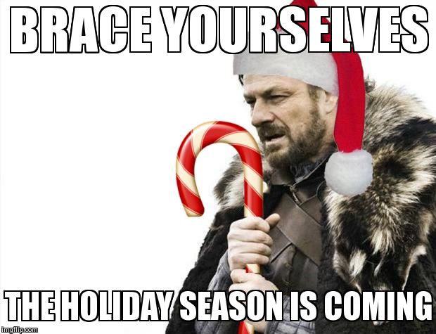 BRACE YOURSELVES THE HOLIDAY SEASON IS COMING | image tagged in memes,brace yourselves x is coming,holidays,holiday,christmas | made w/ Imgflip meme maker