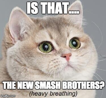 Heavy Breathing Cat Meme | IS THAT.... THE NEW SMASH BROTHERS? | image tagged in memes,heavy breathing cat | made w/ Imgflip meme maker