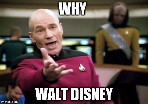 Picard Wtf Meme | WHY WALT DISNEY | image tagged in memes,picard wtf | made w/ Imgflip meme maker