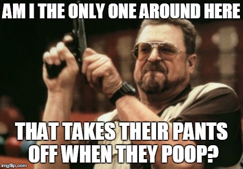 Am I The Only One Around Here Meme | AM I THE ONLY ONE AROUND HERE THAT TAKES THEIR PANTS OFF WHEN THEY POOP? | image tagged in memes,am i the only one around here,AdviceAnimals | made w/ Imgflip meme maker