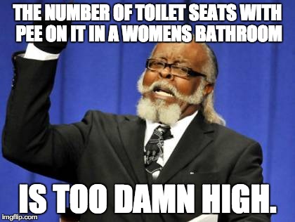 Too Damn High | THE NUMBER OF TOILET SEATS WITH PEE ON IT IN A WOMENS BATHROOM IS TOO DAMN HIGH. | image tagged in memes,too damn high,AdviceAnimals | made w/ Imgflip meme maker