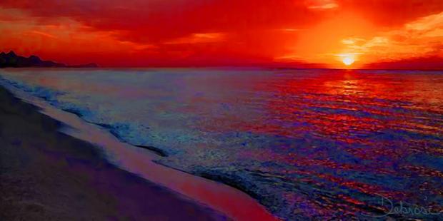 High Quality Ocean Sunset Blank Meme Template