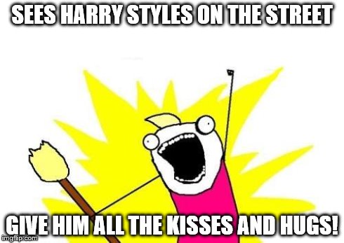 X All The Y | SEES HARRY STYLES ON THE STREET GIVE HIM ALL THE KISSES AND HUGS! | image tagged in memes,x all the y | made w/ Imgflip meme maker