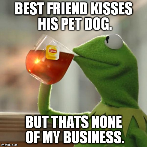 But That's None Of My Business | BEST FRIEND KISSES HIS PET DOG. BUT THATS NONE OF MY BUSINESS. | image tagged in memes,but thats none of my business,kermit the frog | made w/ Imgflip meme maker