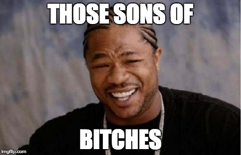 Yo Dawg Heard You Meme | THOSE SONS OF B**CHES | image tagged in memes,yo dawg heard you | made w/ Imgflip meme maker