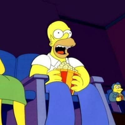 Homer eating popcorn Blank Meme Template