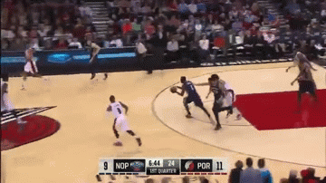 Anthony Davis posterizes Robin Lopez | image tagged in gifs | made w/ Imgflip video-to-gif maker