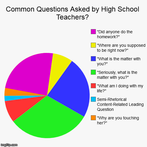 Common Questions Asked by High School Teachers | image tagged in funny,pie charts,teaching,high school | made w/ Imgflip chart maker