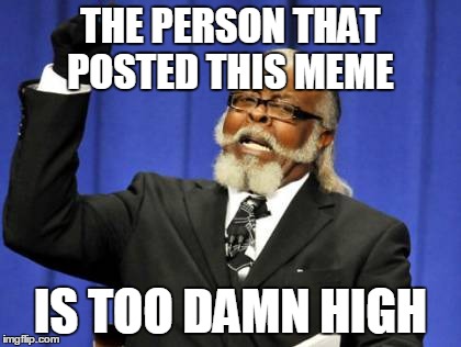 Too Damn High Meme | THE PERSON THAT POSTED THIS MEME IS TOO DAMN HIGH | image tagged in memes,too damn high | made w/ Imgflip meme maker