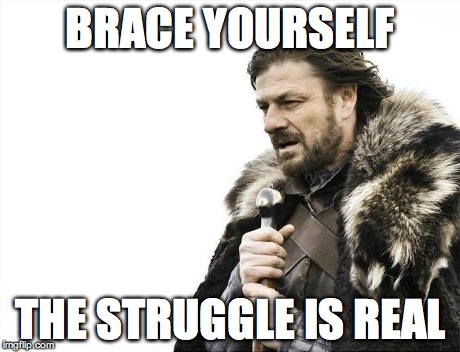 Brace Yourselves X is Coming | BRACE YOURSELF THE STRUGGLE IS REAL | image tagged in memes,brace yourselves x is coming | made w/ Imgflip meme maker