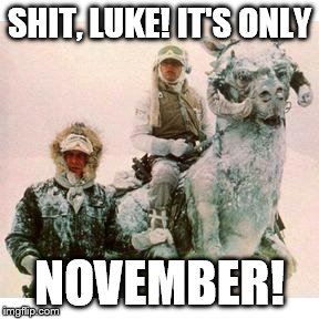 Life on Hoth | SHIT, LUKE! IT'S ONLY NOVEMBER! | image tagged in life on hoth | made w/ Imgflip meme maker