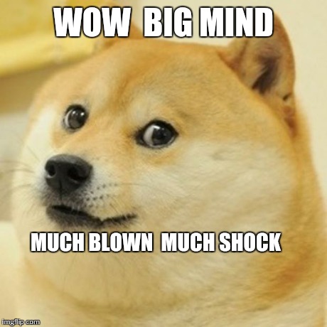 Doge Meme | WOW

BIG MIND MUCH BLOWN

MUCH SHOCK | image tagged in memes,doge | made w/ Imgflip meme maker