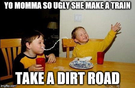 Yo Mamas So Fat Meme | YO MOMMA SO UGLY SHE MAKE A TRAIN TAKE A DIRT ROAD | image tagged in memes,yo mamas so fat | made w/ Imgflip meme maker