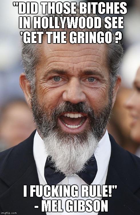 "DID THOSE B**CHES IN HOLLYWOOD SEE 'GET THE GRINGO ? I F**KING RULE!" - MEL GIBSON | made w/ Imgflip meme maker