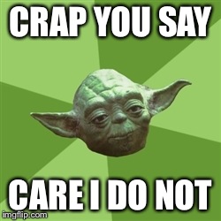 Advice Yoda | CRAP YOU SAY CARE I DO NOT | image tagged in memes,advice yoda | made w/ Imgflip meme maker