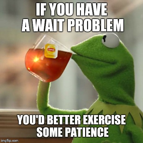 But That's None Of My Business Meme | IF YOU HAVE A WAIT PROBLEM YOU'D BETTER EXERCISE SOME PATIENCE | image tagged in memes,but thats none of my business,kermit the frog | made w/ Imgflip meme maker