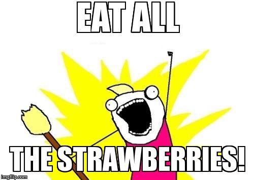 STRAWBERRIES! | EAT ALL THE STRAWBERRIES! | image tagged in memes,x all the y | made w/ Imgflip meme maker
