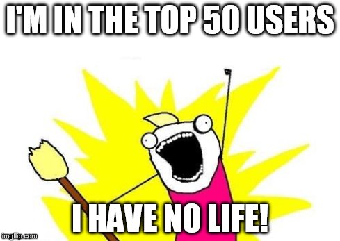 X All The Y | I'M IN THE TOP 50 USERS I HAVE NO LIFE! | image tagged in memes,x all the y | made w/ Imgflip meme maker