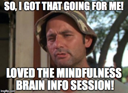 So I Got That Goin For Me Which Is Nice Meme | SO, I GOT THAT GOING FOR ME! LOVED THE MINDFULNESS BRAIN INFO SESSION! | image tagged in memes,so i got that goin for me which is nice | made w/ Imgflip meme maker