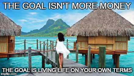 THE GOAL ISN'T MORE MONEY THE GOAL IS LIVING LIFE ON YOUR OWN TERMS | made w/ Imgflip meme maker