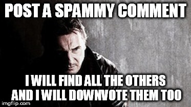 Beside that there isn't much we can do | POST A SPAMMY COMMENT I WILL FIND ALL THE OTHERS AND I WILL DOWNVOTE THEM TOO | image tagged in memes,i will find you and kill you | made w/ Imgflip meme maker