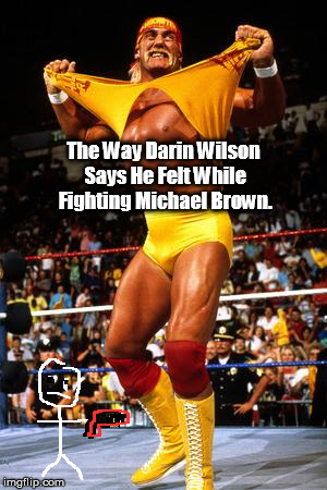 The Way Darin Wilson Says He Felt While Fighting Michael Brown. | image tagged in ferguson,darinwilson | made w/ Imgflip meme maker