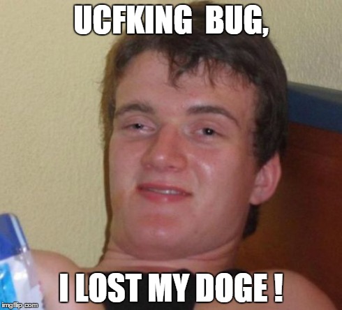 10 Guy Meme | UCFKING  BUG, I LOST MY DOGE ! | image tagged in memes,10 guy | made w/ Imgflip meme maker