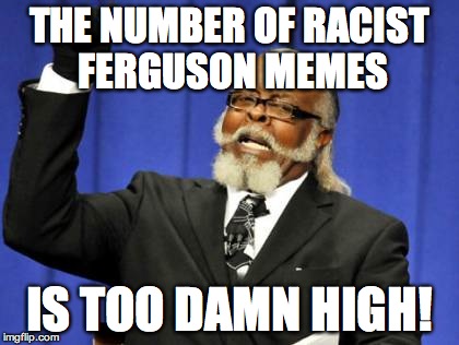 Too Damn High | THE NUMBER OF RACIST FERGUSON MEMES IS TOO DAMN HIGH! | image tagged in memes,too damn high | made w/ Imgflip meme maker