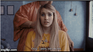 The Makeover Cape | image tagged in gifs,makeover,blondetobrunette | made w/ Imgflip images-to-gif maker