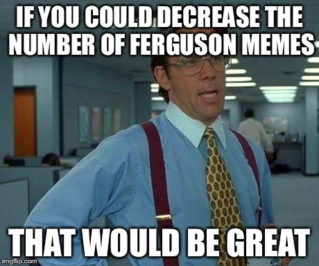 That Would Be Great | IF YOU COULD DECREASE THE NUMBER OF FERGUSON MEMES THAT WOULD BE GREAT | image tagged in memes,that would be great | made w/ Imgflip meme maker