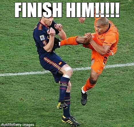 soccer | FINISH HIM!!!!! | image tagged in soccer | made w/ Imgflip meme maker
