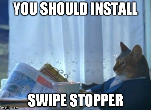 I Should Buy A Boat Cat Meme | YOU SHOULD INSTALL SWIPE STOPPER | image tagged in memes,i should buy a boat cat | made w/ Imgflip meme maker