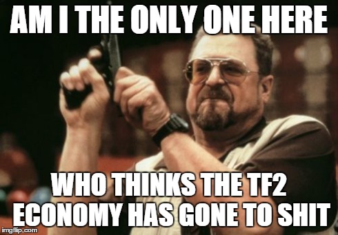 Am I The Only One Around Here Meme | AM I THE ONLY ONE HERE WHO THINKS THE TF2 ECONOMY HAS GONE TO SHIT | image tagged in memes,am i the only one around here | made w/ Imgflip meme maker