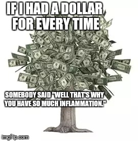 IF I HAD A DOLLAR FOR EVERY TIME SOMEBODY SAID "WELL THAT'S WHY YOU HAVE SO MUCH INFLAMMATION." | image tagged in CrohnsDisease | made w/ Imgflip meme maker
