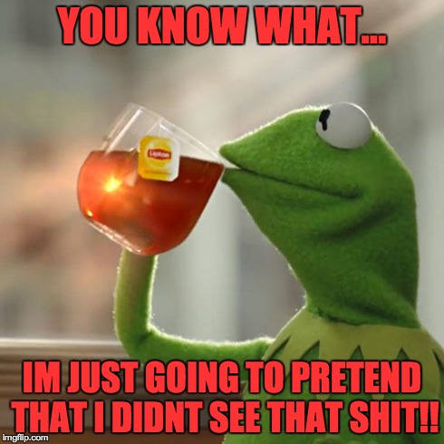 But That's None Of My Business | YOU KNOW WHAT... IM JUST GOING TO PRETEND THAT I DIDNT SEE THAT SHIT!! | image tagged in memes,but thats none of my business,kermit the frog | made w/ Imgflip meme maker
