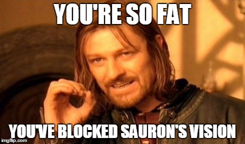 One Does Not Simply Meme | YOU'RE SO FAT YOU'VE BLOCKED SAURON'S VISION | image tagged in memes,one does not simply | made w/ Imgflip meme maker