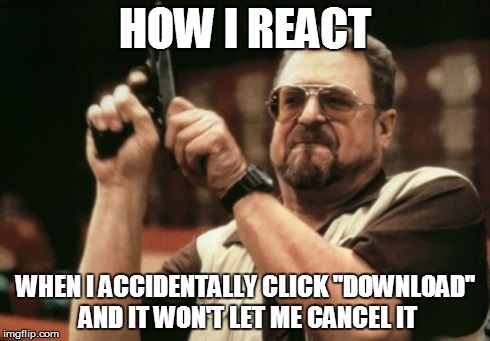 Am I The Only One Around Here | HOW I REACT WHEN I ACCIDENTALLY CLICK "DOWNLOAD" AND IT WON'T LET ME CANCEL IT | image tagged in memes,am i the only one around here | made w/ Imgflip meme maker