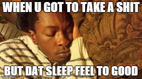 WHEN U GOT TO TAKE A SHIT BUT DAT SLEEP FEEL TO GOOD | image tagged in sleepy | made w/ Imgflip meme maker