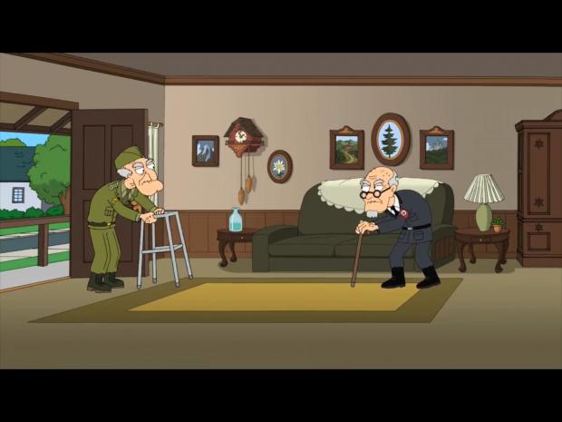 Family Guy Elderly Battle (American VS Nazi) Blank Meme Template