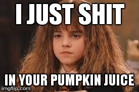 I JUST SHIT IN YOUR PUMPKIN JUICE | image tagged in harry potter | made w/ Imgflip meme maker