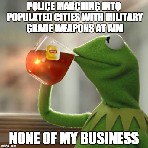 But That's None Of My Business | POLICE MARCHING INTO POPULATED CITIES WITH MILITARY GRADE WEAPONS AT AIM NONE OF MY BUSINESS | image tagged in memes,but thats none of my business,kermit the frog | made w/ Imgflip meme maker