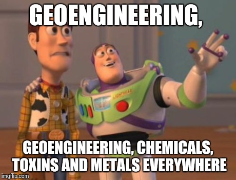 X, X Everywhere Meme | GEOENGINEERING, GEOENGINEERING, CHEMICALS, TOXINS AND METALS EVERYWHERE | image tagged in memes,x x everywhere | made w/ Imgflip meme maker