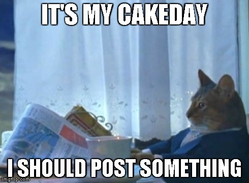 I Should Buy A Boat Cat | IT'S MY CAKEDAY I SHOULD POST SOMETHING | image tagged in memes,i should buy a boat cat | made w/ Imgflip meme maker