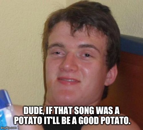 Potatoes  | DUDE, IF THAT SONG WAS A POTATO IT'LL BE A GOOD POTATO. | image tagged in memes,10 guy | made w/ Imgflip meme maker