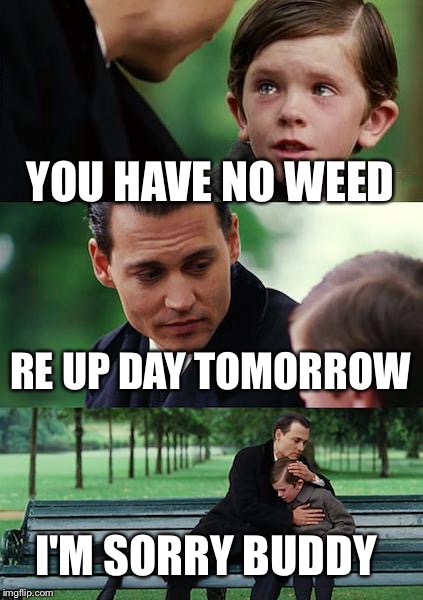Finding Neverland | YOU HAVE NO WEED RE UP DAY TOMORROW I'M SORRY BUDDY | image tagged in memes,finding neverland | made w/ Imgflip meme maker