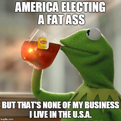 But That's None Of My Business Meme | AMERICA ELECTING A FAT ASS BUT THAT'S NONE OF MY BUSINESS I LIVE IN THE U.S.A. | image tagged in memes,but thats none of my business,kermit the frog | made w/ Imgflip meme maker