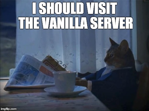 i should cat | I SHOULD VISIT THE VANILLA SERVER | image tagged in i should cat | made w/ Imgflip meme maker
