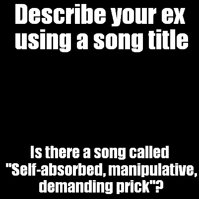 This is Not a Love Song | Describe your ex using a song title Is there a song called "Self-absorbed, manipulative, demanding prick"? | image tagged in blank,memes | made w/ Imgflip meme maker