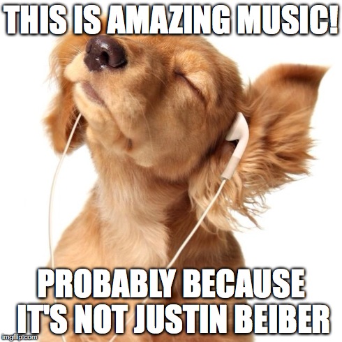 THIS IS AMAZING MUSIC! PROBABLY BECAUSE IT'S NOT JUSTIN BEIBER | image tagged in music | made w/ Imgflip meme maker